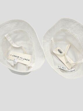 NWT Janie and Jack Linen Bucket Hat 0-3M Set of 2 White
